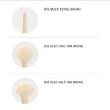  Cọ Trang Điểm Cá Nhân 3ce [Cọ Bắt Sáng Flat Oval Fan Brush- Cọ Bắt Sáng Flat Half Fan Brush- Cọ Mắt Multi Detail Brush] 