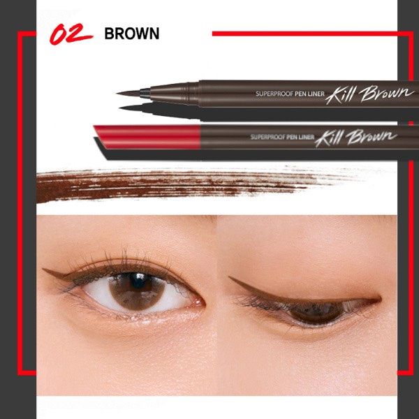 Bút Kẻ Mắt Clio Superproof Brush Liner, Superproof Pen Liner Kill Black+ Sharp So Simple