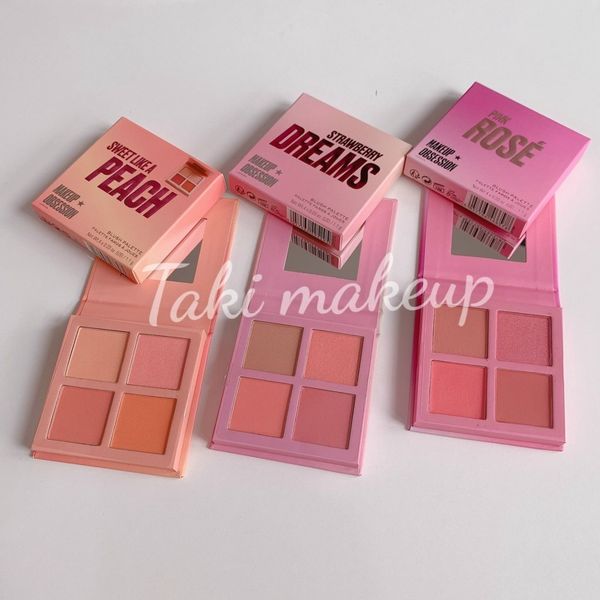 Bảng Phấn Má 4 Ô Revolution Blush Palette Makeup Obsession [Strawberry Dreams- Sweet Like A Peach-  Pink Rosé]