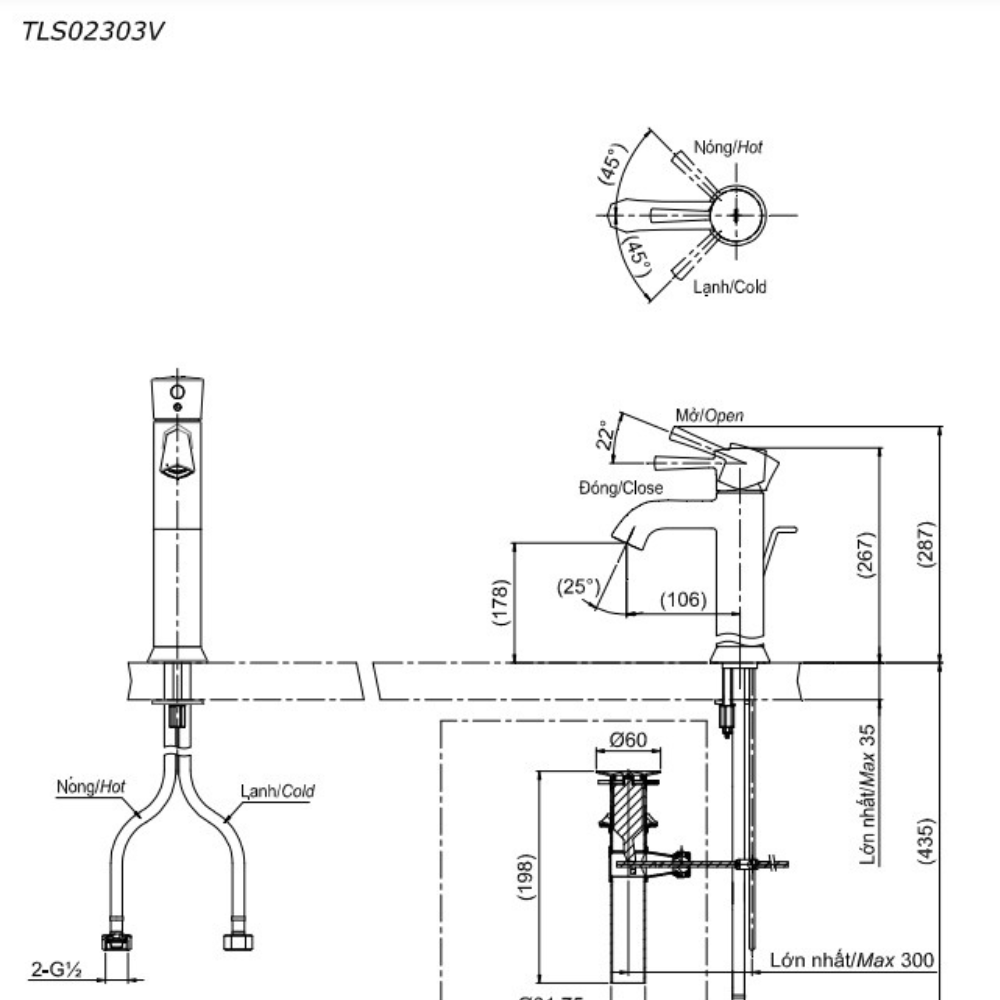 Vòi rửa mặt lavabo TOTO TLS02303V