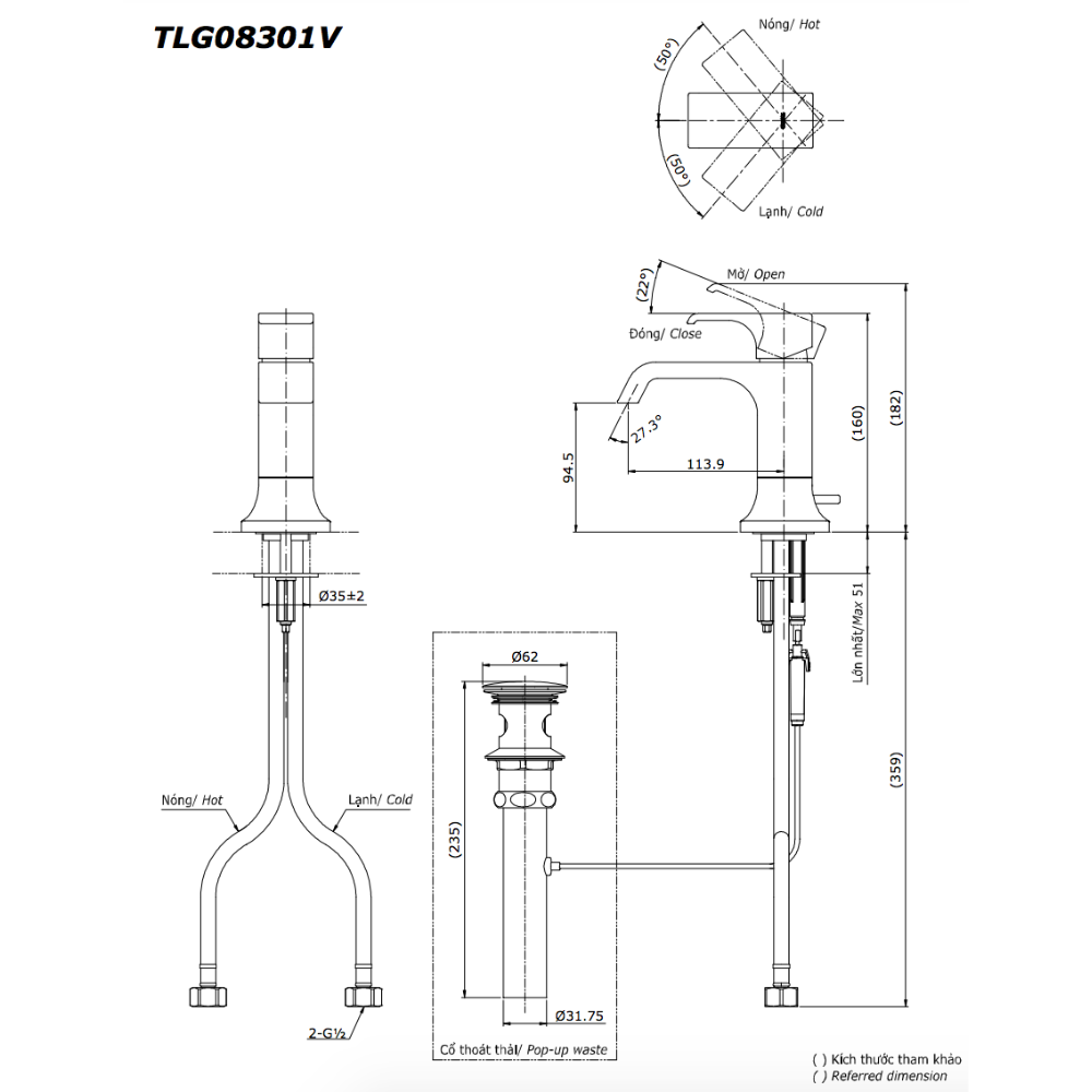 Vòi rửa mặt lavabo TOTO TLG08301V