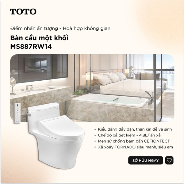 Bồn cầu nắp rửa điện tử TOTO MS887RW14
