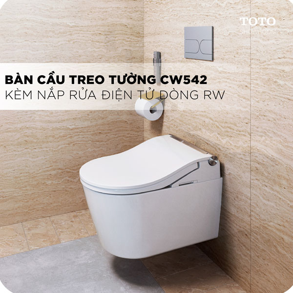 Bồn cầu treo tường TOTO CW542HME5UNW1/TCF802C2Z/WH172AAT/MB175M nắp điện tử