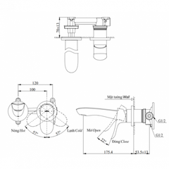 Vòi chậu gắn tường TOTO TLG01310BB (Mã cũ TLG01310B) (Vòi ngắn)