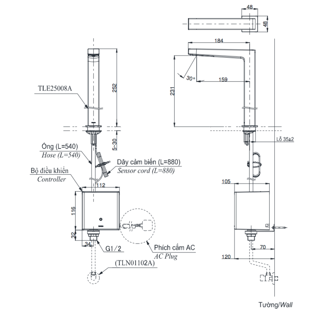 Vòi cảm ứng lavabo TOTO TLE25008A