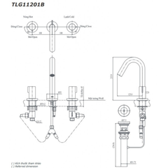 Vòi lavabo 3 lỗ TOTO TLG11201B