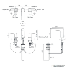 Vòi lavabo 3 lỗ TOTO TLG10201B
