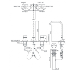 Vòi lavabo 3 lỗ TOTO TLG08201B
