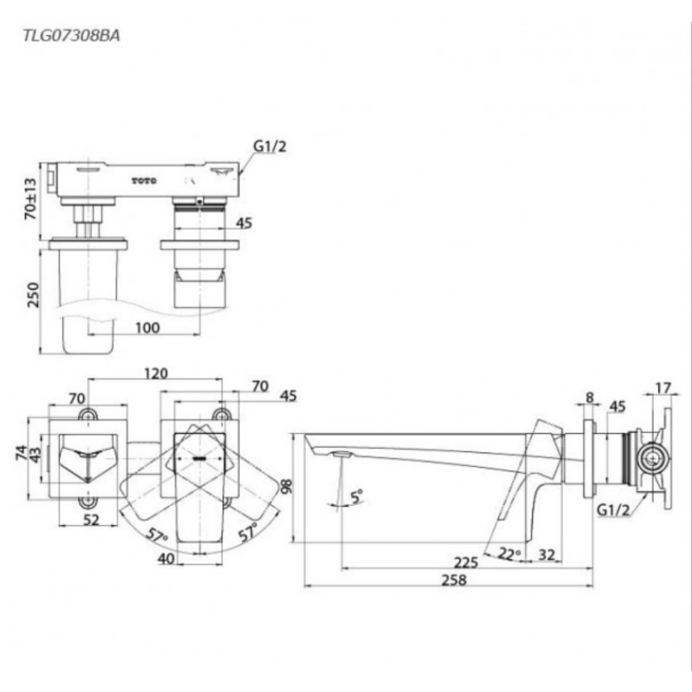 Vòi chậu gắn tường TOTO TLG07308BB (Mã cũ TLG07308B)