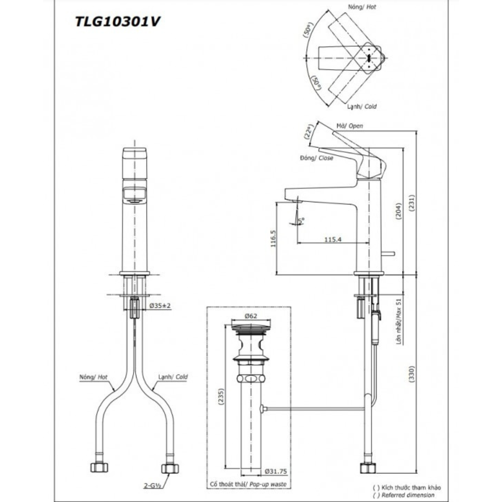 Vòi rửa mặt lavabo TOTO TLG10301V