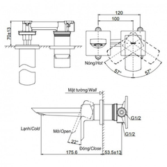Vòi chậu gắn tường TOTO TLG02310B (Vòi ngắn)