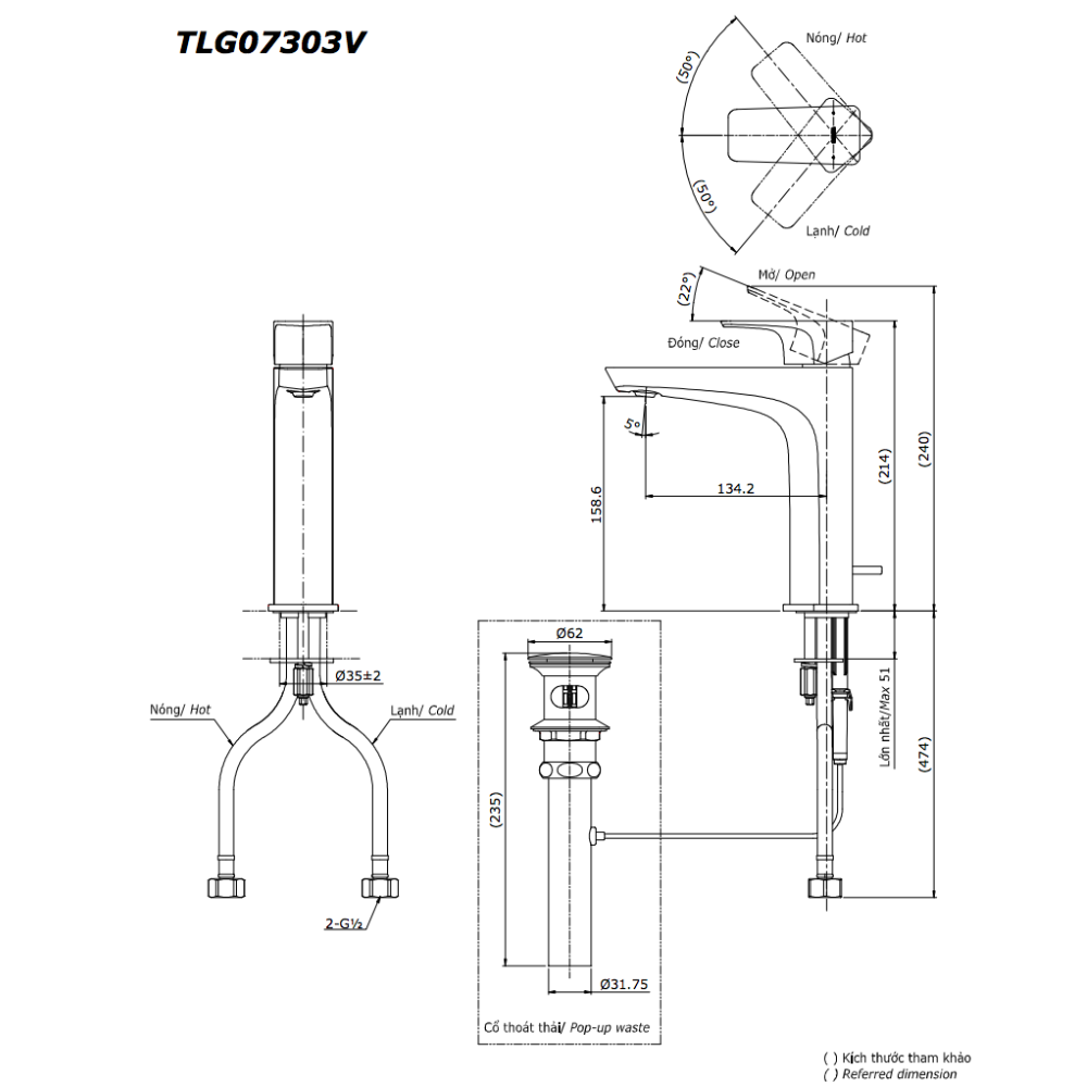 Vòi rửa mặt lavabo TOTO TLG07303V