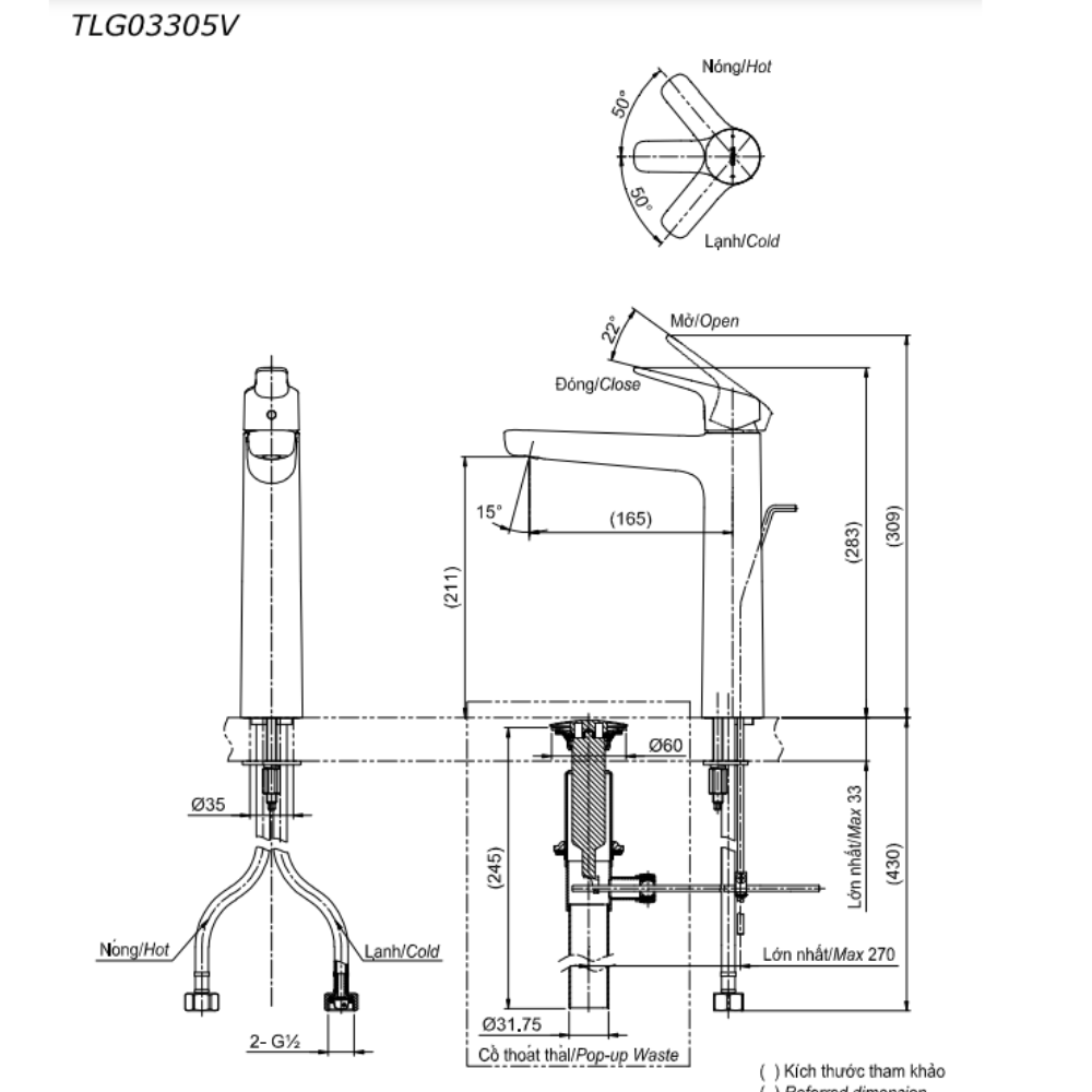Vòi rửa mặt lavabo TOTO TLG03305V
