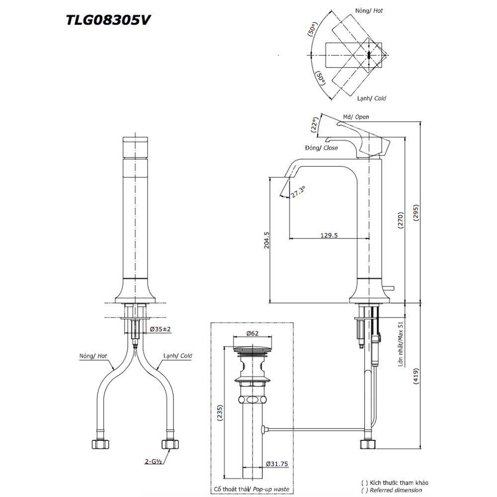 Vòi rửa mặt lavabo TOTO TLG08305V