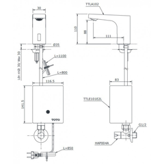 Vòi cảm ứng TOTO TTLA102/TTLE101E2L/HAP004A