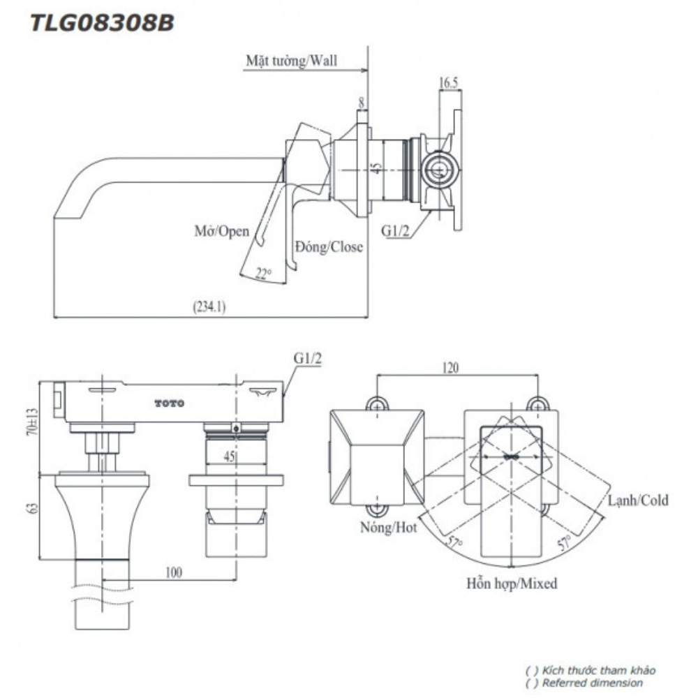Vòi chậu gắn tường TOTO TLG08308BA (Mã cũ TLG08308B)