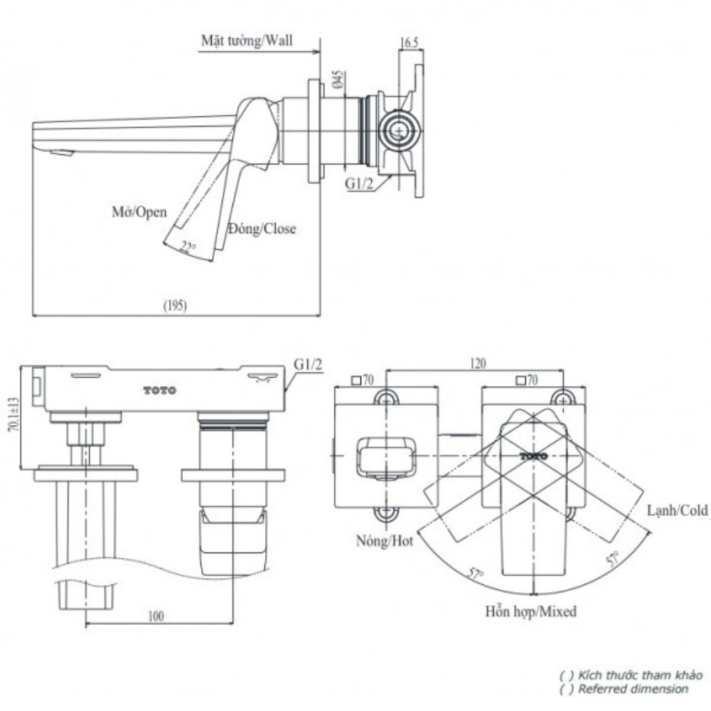 Vòi chậu gắn tường TOTO TLG10307B