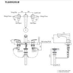 Vòi lavabo 3 lỗ TOTO TLG09201BA (Mã cũ TLG09201B)