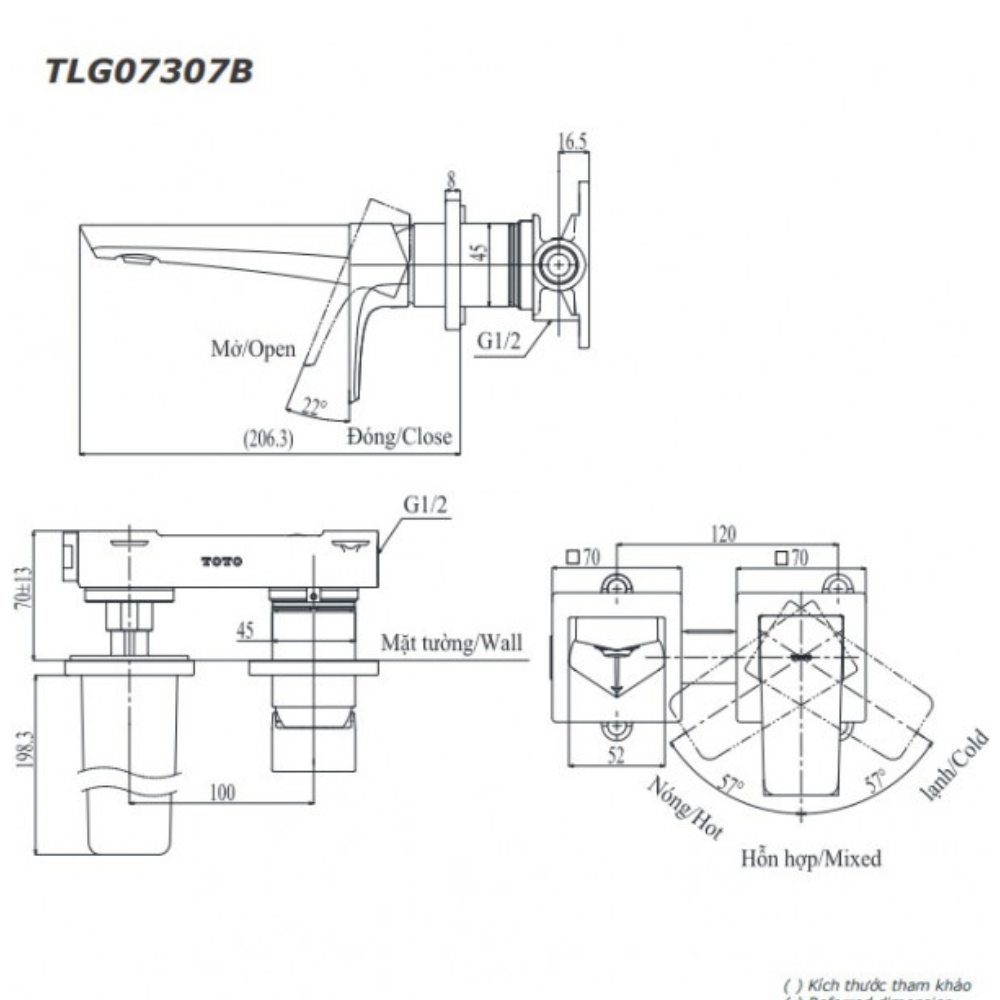Vòi chậu gắn tường TOTO TLG07307BB (Mã cũ TLG07307B)