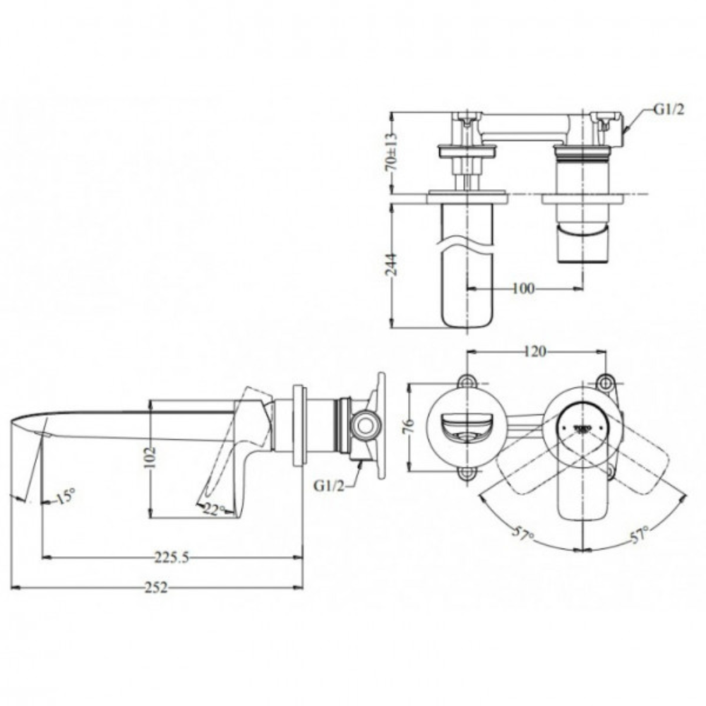 Vòi lavabo âm tường TOTO TLG04310BB (Mã cũ TLG04310B)