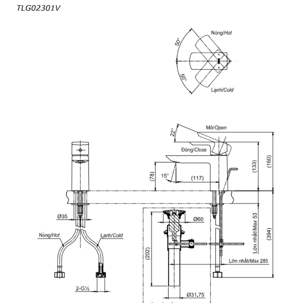 Vòi rửa mặt lavabo TOTO TLG02301V