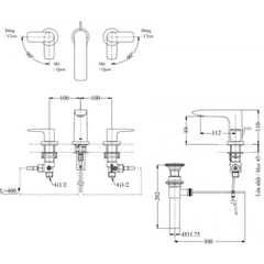 Vòi lavabo 3 lỗ TOTO TLG04201BA