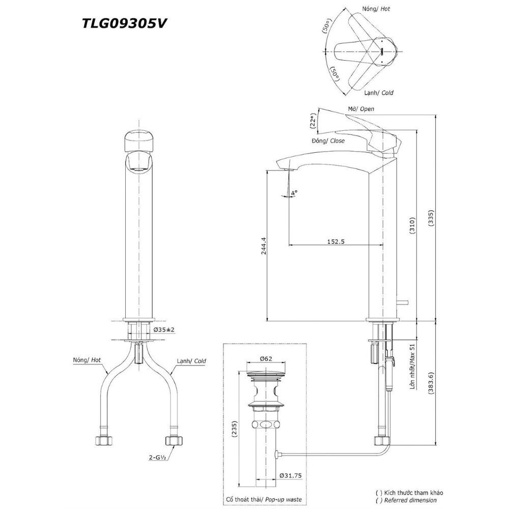 Vòi rửa mặt lavabo TOTO TLG09305V