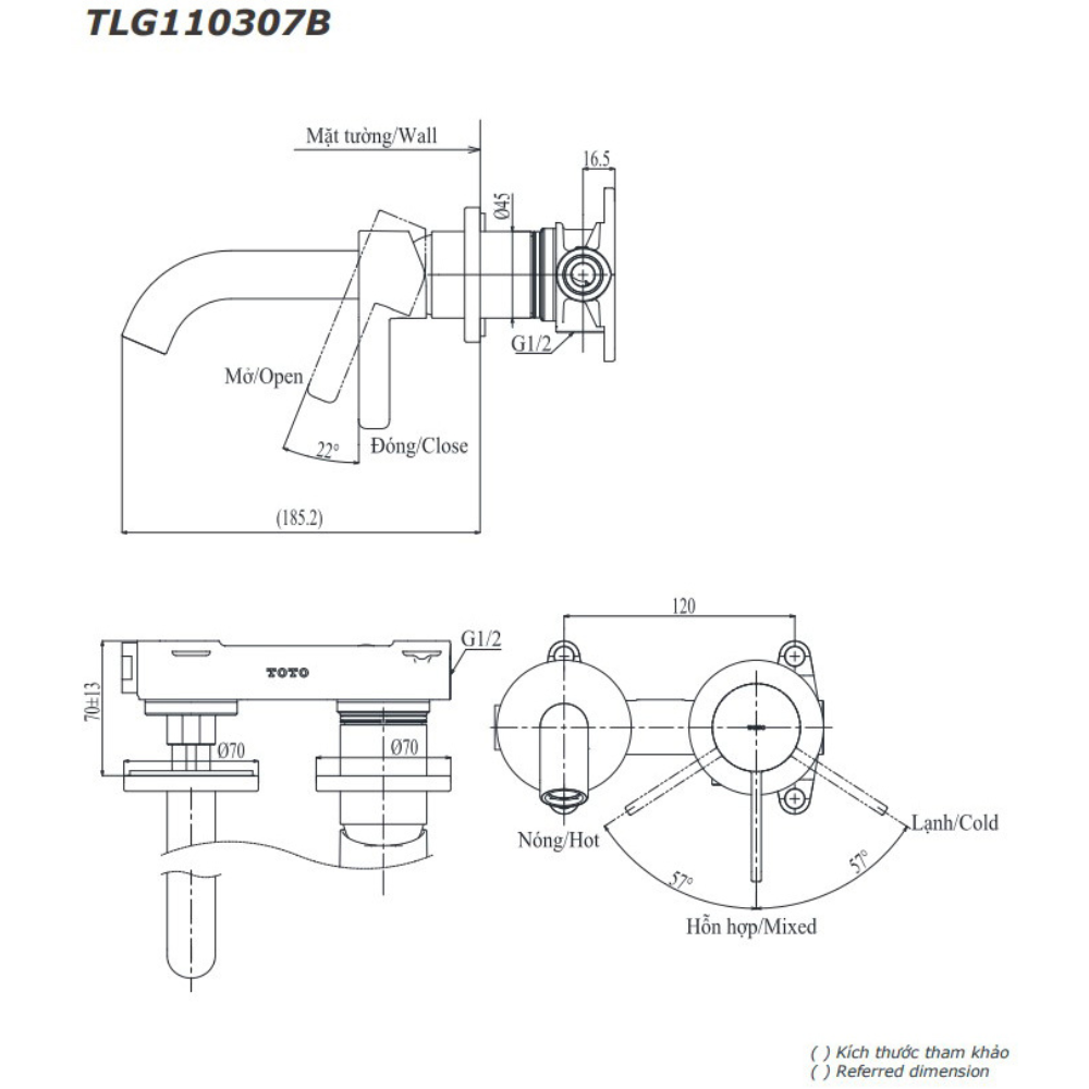 Vòi chậu gắn tường TOTO TLG11307BA (Mã cũ TLG11307B)