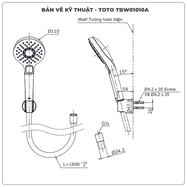 Bát sen cầm tay TOTO TBW01010A