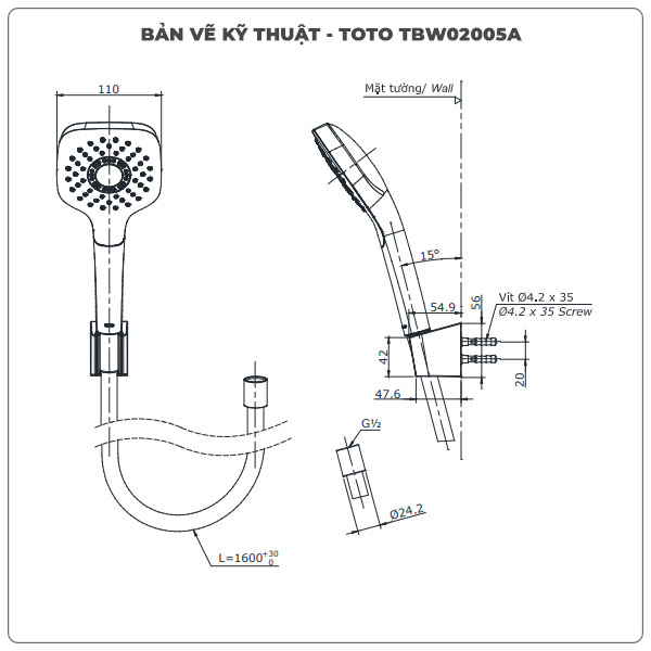 Bát sen cầm tay TOTO TBW02005V (Mã cũ TBW02005A)