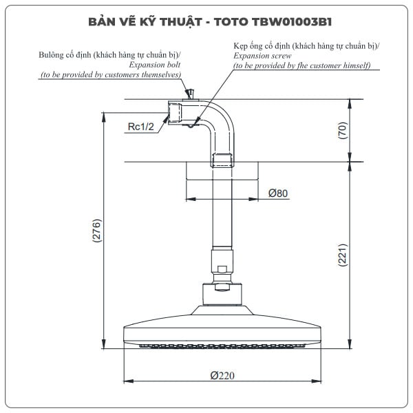 Bát sen gắn trần TOTO TBW01003B1