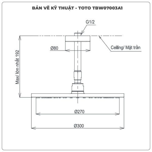 Bát sen gắn trần TOTO TBW07003A1