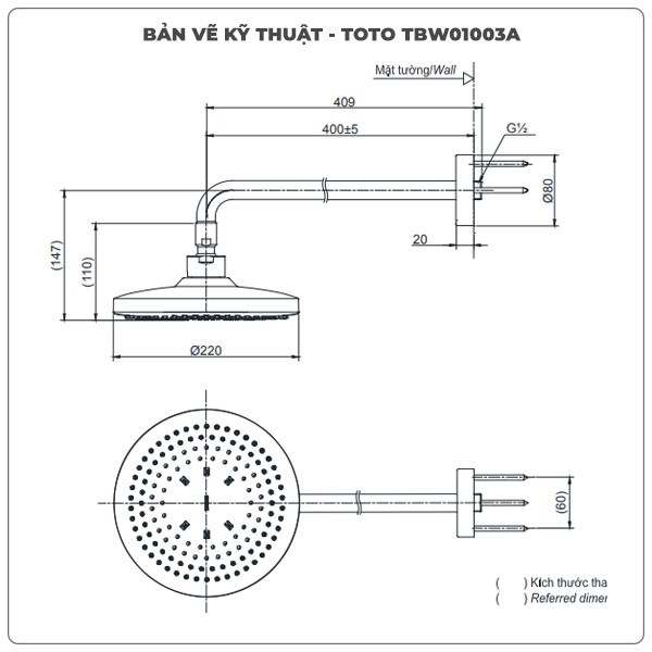Bát sen gắn tường TOTO TBW01003A