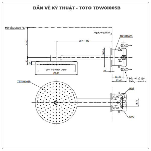 Bát sen gắn tường TOTO TBW01005B/TBN01002B
