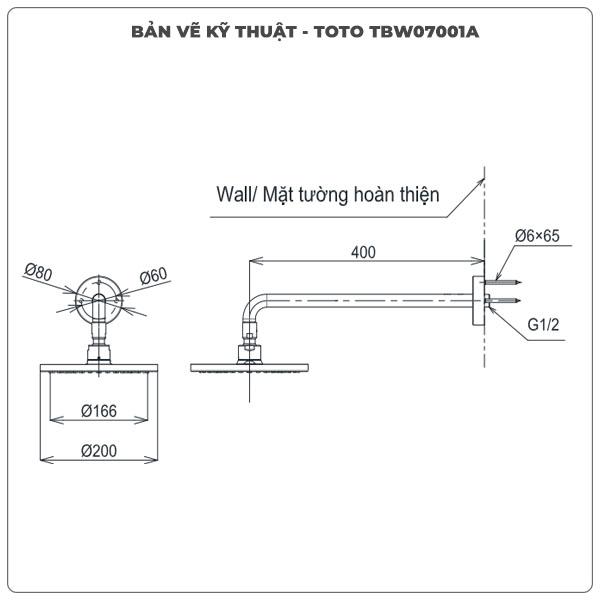 Bát sen gắn tường TOTO TBW07001A