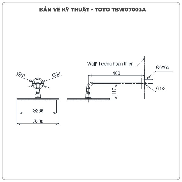 Bát sen gắn tường TOTO TBW07003A