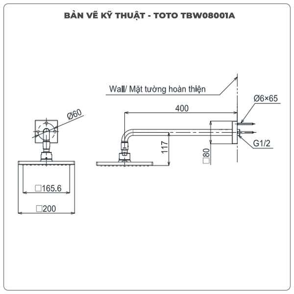 Bát sen gắn tường TOTO TBW08001A
