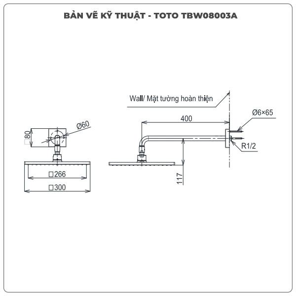 Bát sen gắn tường TOTO TBW08003A
