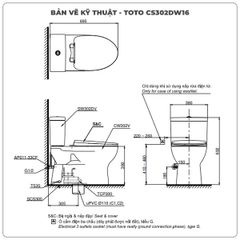Bồn cầu nắp rửa điện tử TOTO CS302DW16