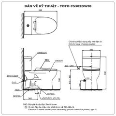 Bồn cầu nắp rửa điện tử TOTO CS302DW18
