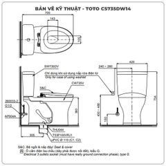 Bồn cầu nắp rửa điện tử TOTO CS735DW14