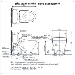 Bồn cầu nắp rửa điện tử TOTO CS767CRW17