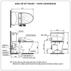 Bồn cầu nắp rửa điện tử TOTO CS767RW18