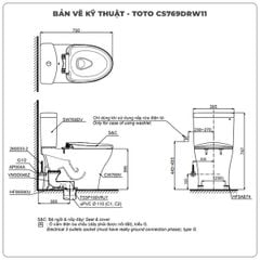 Bồn cầu nắp rửa điện tử TOTO CS769DRW11