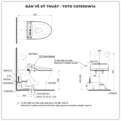 Bồn cầu nắp rửa điện tử TOTO CS769DRW14