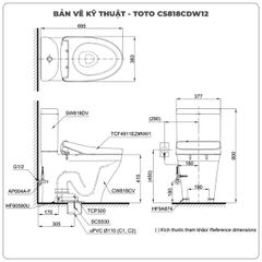 Bồn cầu nắp rửa điện tử TOTO CS818CDW12