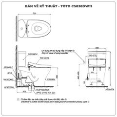Bồn cầu nắp rửa điện tử TOTO CS838DW11