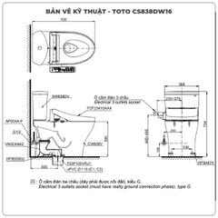 Bồn cầu nắp rửa điện tử TOTO CS838DW16