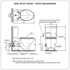 Bồn cầu nắp rửa điện tử TOTO CS945PDW18