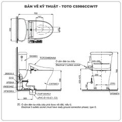 Bồn cầu nắp rửa điện tử TOTO CS986CGW17